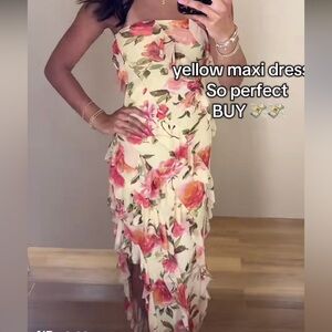 Sincerely Jules Asymmetrical Floral Dress in Pink and Yellow